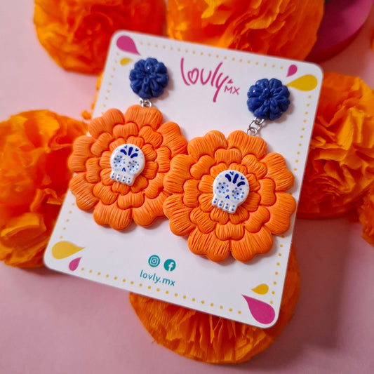 Aretes cempasúchil y talaverita