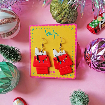 Aretes Snoopy navideño