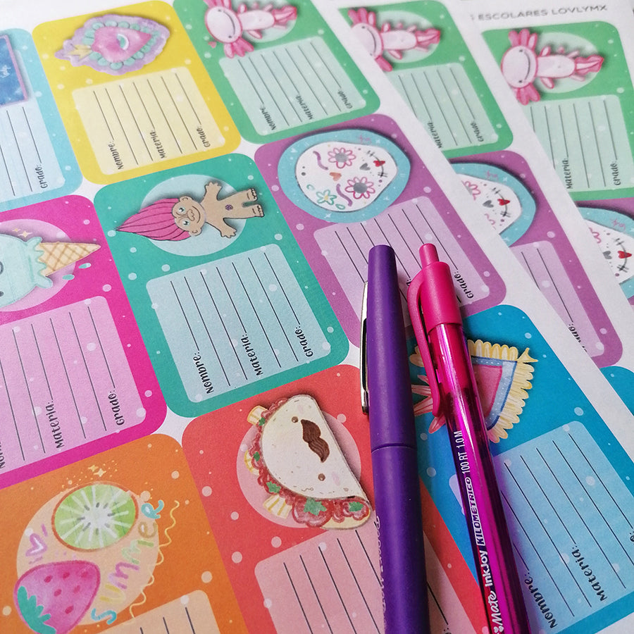 Stickers escolares para imprimir